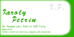 karoly petrin business card